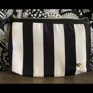 Betsey Johnson Black and White Striped Pouch